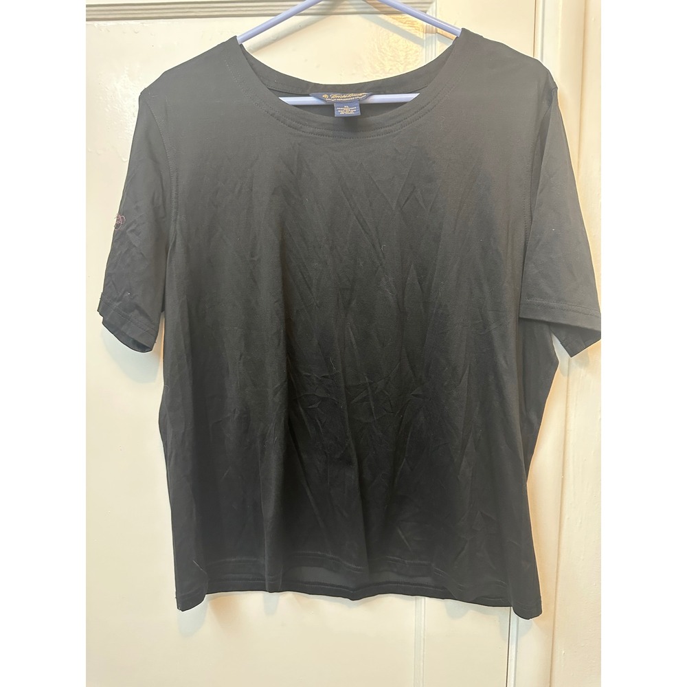 Brooks Brothers Black Double Mercerized Cotton Performance Knit T-Shirt XL Women